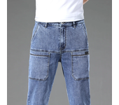 New 6 Pocket Design Jeans Men's Skinny Full Length Pants with High Elasticity Slim Male Pants Fashion Mid-waist Denim Trousers