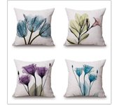 Fundas de Almohada Acuarela X-Ray Flor Transparente Floret Tulip Teal - Pack de 4
