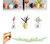Mini jarrones magnéticos para nevera, mini jarrones magnéticos, bonitos jarrones con forma de planta, floreros de cerámica 3D para decorar la nevera, la cocina, el armario y la oficina (5 unidades/A)