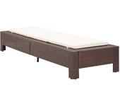 vidaXL Tumbona con cojín de ratán sintético Negro y blanco, Marrón, Gris Sillas de Exterior Ideal para jardín, playa, piscina, terraza Tumbona Piscina Tumbonas Playa Tumbonas Jardín Exterior