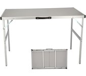 Mesa Camping Plegable de Aluminio para Jardín, Picnic y Acampada. Bandeja Auxiliar Multifunción, Portátil y Ligera de para Hogar y Viaje. (101x61x70 cm, ALU)