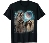 Funny 3 Racoon Moon Howling Raccoon Head Funny for Men Women Kid T-Shirt Casual Cotton Daily Four Seasons Tees Tshirt Streetwear