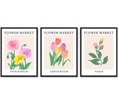 Set de 3 cuadros calidad premium con marco de madera - 30x40 cm o 50x70 cm - POSTER LAB