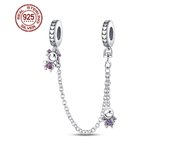 Real S925 Sterling Silver Safety Chain-Classic Cross Pendant For Original Pandora Bracelet For Women Birthday Fine Jewelry Gift