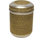 Bote de metal repujado dorado 9x9x12 cm