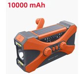 Solar Hand Crank Powered Camping Light With AM/FM Radio Outdoor 10000mAh USB Charging Multifunctional Hand Dynamo LED Flashlight