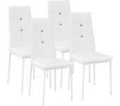 Tectake - Sillas de comedor Julien con un elegante diseño con piedras brillantes integradas, Asiento y respaldo acolchado con piel sintética muy resistente