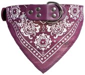 Ethnic Style Pattern Cat Small Dog Bib Saliva Towel Adjustable Pet Collar(Purple S)