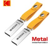 KODAK USB2.0 Flash Drive 128GB 64GB Pendrive 32gb Metal Memory Stick With leather strap Pen Flash Drive For Micro PC