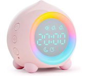 Reloj Despertador para Niños LED con Carga USB y Repetición Ajustable - Rosa