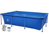 AVENLI-Piscina Rectangular Estructural metálico con depuradora o sin depuradora, Montaje fácil y rápido en 30mins ;188x127x42cm -1125L, 228x159x42cm -1287L, 258x179x66cm -2612L ;Azul