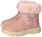 Botas-botines marca OSITO para niña en color rosa. Botitas color rosa para niñas de la marca Osito by Conguitos, con borde de pelo sintético y cierre de cremallera, piso de goma antideslizante