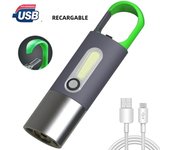 Mini LED Flashlight Waterproof  Lamp Strong Light USB Rechargeable Key Chain Torch for Work or Outdoor Camping