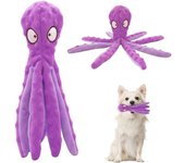 Juguetes de peluche para perros pequeños, juguetes para la dentición de cachorros, juguetes duraderos de pulpo de peluche con papel crepé, juguetes interactivos para perros aburridos (morado)