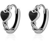 Pendientes de Aro Corazón Negro, Plata de Ley s925 Pendientes Aro Huggie Pendientes Corazón Negro Pendientes Cartilago Plata de Ley para Adolescentes Niñas Mujeres