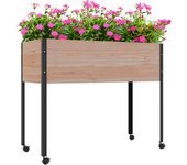 Outsunny Mesa de Cultivo con Ruedas 99x42x81 cm Huerto Urbano Elevado Jardinera de Cultivo con Tela no Tejida para Cultivo Plantas Flores Verduras Natural