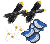 Paquete de 4 filtros AeroVac azules + 2 juegos de cepillos principales + 4 cepillos laterales para iRobot Roomba serie 600, 620, 630, 650 y 660. Accesorio de repuesto.