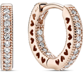 Pandora Pendientes Aro Corazones Plata 925ML Oro Mujer