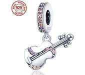 Original Charms 925 Sterling Silver Music Series Rock Guitar Beads Fit Pandora Bracelet DIY Charm For Women Jewelry Fashion Gift