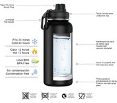 Botella Termo de Maple Inoxidable 1 Litro Deportiva (10 Colores) - Botella de Agua Térmica Reutilizable | Sin BPA | Keeps 24H Frio / 12H Caliente | Termo y Hermética - Doble Pantalla a Prueba de Fugas (YD550 YD1000 999 1199)
