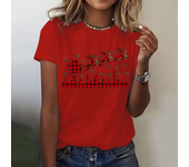 Christmas Women's Casual T-Shirs 2025 Summer Red Hat Wine Glass Graphic Tees XMAS Funny Print Tops Short Sleeve O-Neck Clothes