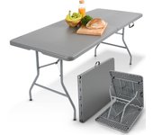 AREBOS Mesa plegable Mesa de jardín Mesa de comedor Mesa plegable camping 182cm