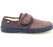 Zapatilla de Casa La Cadena Marrón con Tira de Velcro