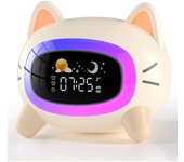 PORCHEDDU Reloj with Luz Nocturna para dormitory, Reloj despertador para Gatos with entrenamiento del Sueño