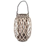 DAMDAM GO  Farola minbre Madera Cristal 22x37 cm Natural.