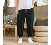 High end casual pants men's high waisted wide leg pants men's lantern pants Yamamoto Yohji style nine quarter pants dark warrior