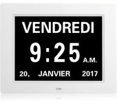 Reloj LCD de 8 pulgadas con atención automática para personas Mayores, with Alzheimer y niños, color Blanco