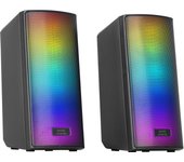 Mars Gaming MSRGB2, Altavoces Bluetooth 5.3 15W, Procesador de Sonido DSP, Iluminación RGB Dinámica, Frontal Total Mesh, Altavoces Compactos con Caja de Control, Entrada Jack de 3.5mm y USB, Altavoces en Negro o Blanco