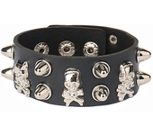 New Skull 2024 Punk Gothic Rock Chains Metal Stud Spikes Rivet Pu Leather Wristband Bangle Wide Cuff Bracelet Women Men Jewelry