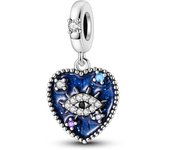 Original Silver Blue And Purple Flower Safety Chain Fit Pandora Bracelet DIY Pendant Woman Party Jewelry Gifts 2024 Hot Sale