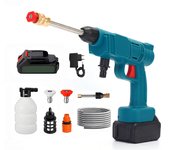 Batería de litio de 9000mAh Limpiadora eléctrica de alta presión sin cable de 1000W 240L/h de alto caudal con boquilla de 0°/ 40° + filtro de acero inoxidable Práctica pistola de chorro de agua de limpieza multifuncional
