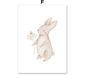 Boho Cartoon Fox Rabbit Bee Bear Hedgehog Flower Posters Art Prints Canvas Painting Wall Pictures Baby Kids Room Home Decoration