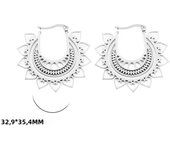 Skyrim Ethnic Mandala Lotus Flower Hoop Earrings Stainless Steel Gold Color Earring 2025 Bohemia Wedding Jewelry Gift for Women