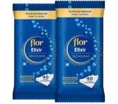 FLOR ELIXIR SUAVIZANTE ACONDICIONADOR PARA SECADORAS, 80 SERVICIOS 2*40 UDS