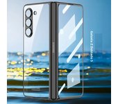 Luxury Plating HD Transparent Case for Samsung Galaxy Z Fold 6 5 5G Case with Ring Metal Ring Clear Shockproof Shell Case