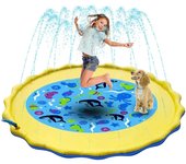 Alfombrilla rociadora de agua para niños, 170 cm, para exteriores, para jardín, piscina, playa, familia y niños