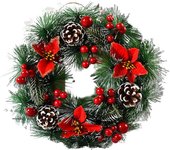 Puerta De Corona De Navidad, Corona De Decoración Navideña Reloj De Navidad Corona De Navidad Artificial Hecha A Mano, Decoración Colgante Al Aire Libre C