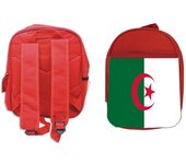 MERCHANDMANIA PACK MOCHILA ROJA Y ESTUCHE bandera argelia pais gobierno argelino school material