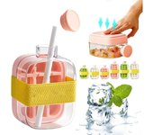 Cubitera - 800 ml/28 oz y 500 ml/17 oz, molde para cubitos de hielo y botella de agua 2 en 1, con prensado sin contacto, vaso para cubitos de hielo con pajita, bandeja para cubitos de hielo a prueba de fugas y sin BPA (verde, 800 ml/28 oz)