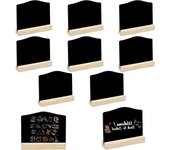 10 Piezas Mini Pizarra Pequeña de Madera,Mini Pizarras con Soporte,Pizarra Tiza de Dos Caras para Escribir,Borrable Tablero De Mensaje,Para Bodas Fiestas Mensajes Mesas Decoración Eventos