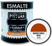 Tradineur - Bote de Pintura Esmalte - Fabricado en España - Ideal para cualquier superficie, Madera, Plástico, Cristal o Cemento - Capacidad de 375 ML - Tabaco (M096)