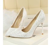 Women 7cm 9.5cm High Heels Bling Pumps Wedding Bridal Scarpins Sparkly Heels Lady Party Sequins Nightclub Evening Gold Red Shoes