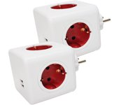 LED ATOMANT Cubo Enchufe USB 16A 6 en 1, Ladrón Enchufe Múltiple Pared con 4 Tomas CA, 2 USB 3.0 con Interruptor, Carga Rápida, Diseño Compacto, Ideal para Escritorio, Oficina, Hogar, Protección Sobrecarga, Compatible con Móviles, Tablets y Portátiles