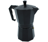 XHC BRICO | Cafetera de aluminio - Tradicional Italiana - Con Filtro - Color Negro | Marca Menaje Martínez