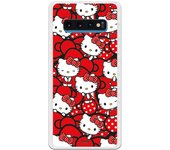 Funda original compatible con Samsung Galaxy S10 Plus - Hello Kitty Lazos Rojos y Topos