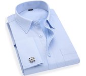 M~6XL Men's French Cuff Dress Shirt 2023 New White Long Sleeve Formal Business Buttons Male Shirts Regular Fit Cufflinks Shirt
